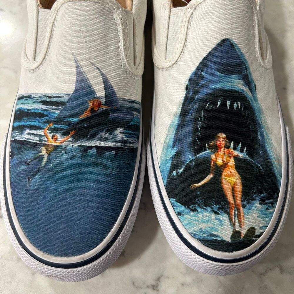 Sperry x JAWS Beach Closed Shark Slip-On Shoes Men's 7.5 Limited Edition - Picture 2 of 10
